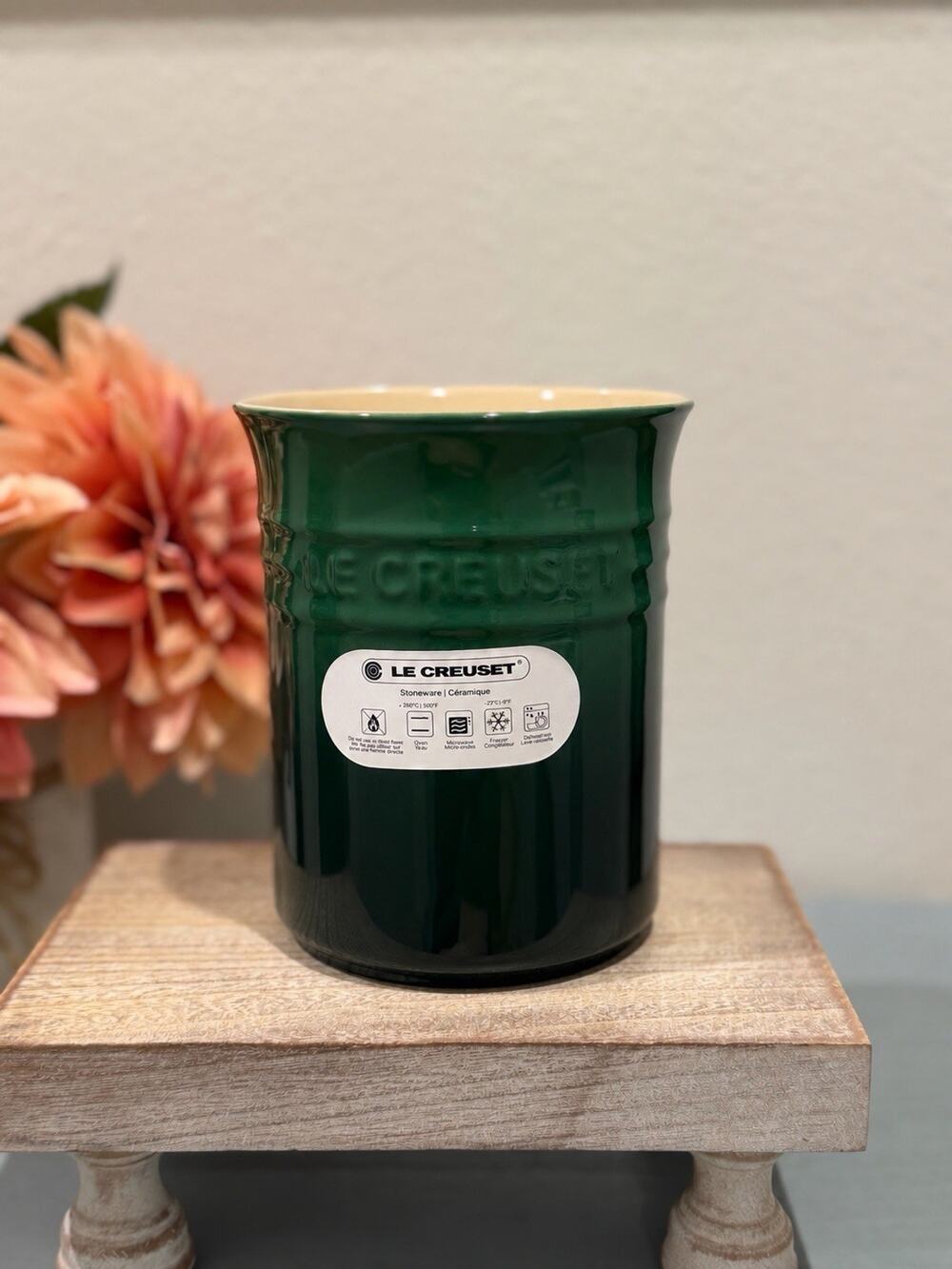 RARE Le Creuset 1 Liter 6"x5" Utensil Crock Cactus Green - NEW